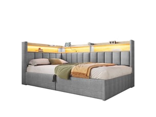Lit banquette 90x200 cm <strong>SAPGAKS</strong>  <strong></strong> coloris gris
