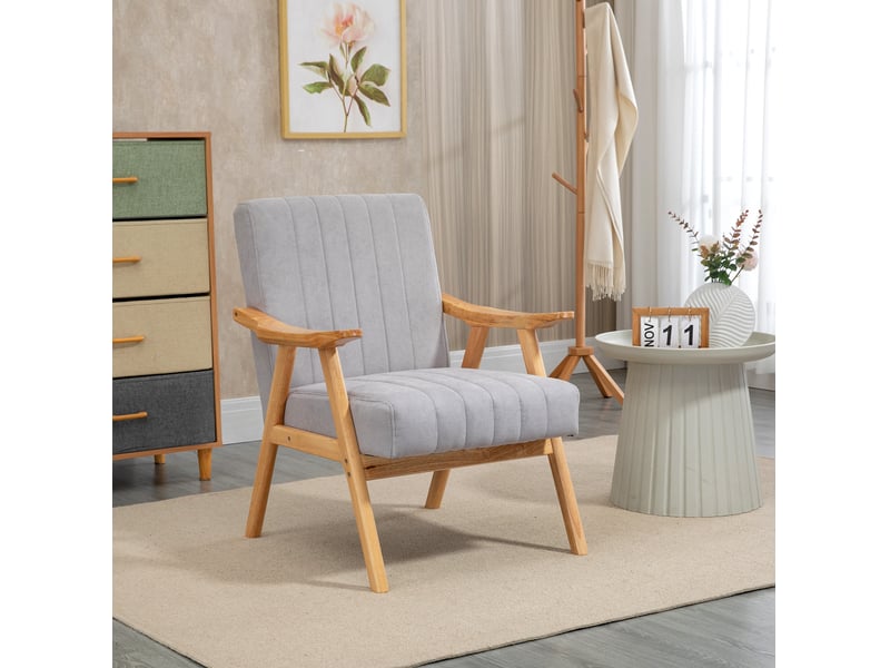  Fauteuil oreilles 68x74x82 cm style scandinave polyester gris clair  - Conforama B