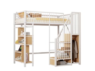 Lit mezzanine 90x200 cm <strong>MERAX</strong>  <strong>lit enfant blanc</strong> coloris blanc