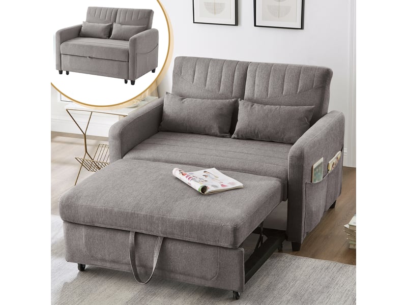  Canapé‑lit 2 places pliable et extensible, dossier réglable sur 3 positions, revêtement en tissu coton‑lin respirant Fay Lum - Conforama B