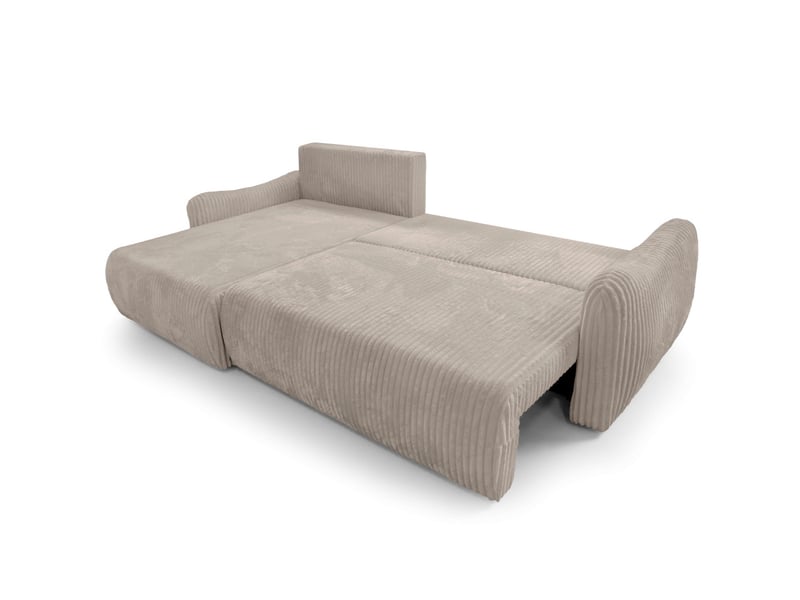  Apoline - canapé d'angle réversible convertible 4 places avec coffre en velours côtelé épais  - Conforama C