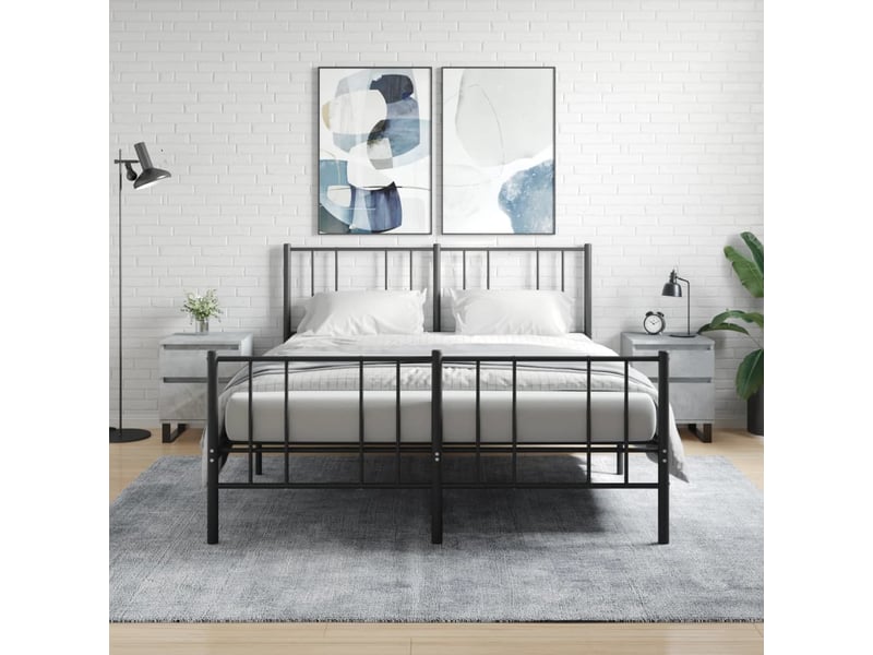  Lot de 2 table de chevet, table de nuit gris béton 40x35x50 cm bois d’ingénierie shl8040  - Conforama B