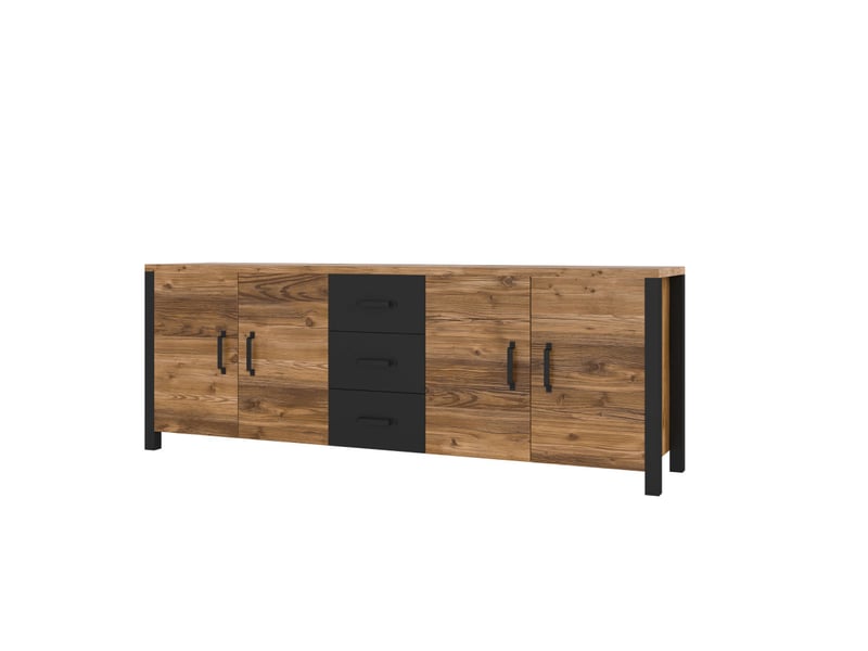  Buffet solan avec 4 portes et 3 tiroirs - noir bois SOLAN - Conforama A