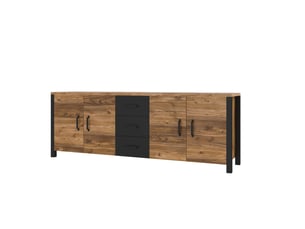Buffet 4 porte(s) 0 tiroir(s) LOUNGITUDE SOLAN - 220 cm coloris noir
