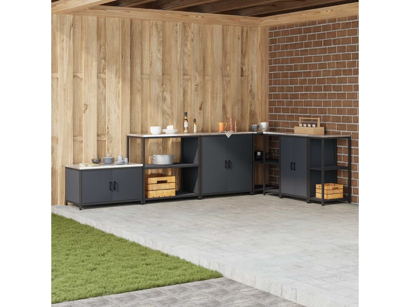  Étagère de cuisine, étagère de rangement hattem anthracite 90x50x92cm acier  - Conforama B
