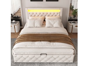 Lit coffre 160x200 cm HAVRYA   coloris blanc