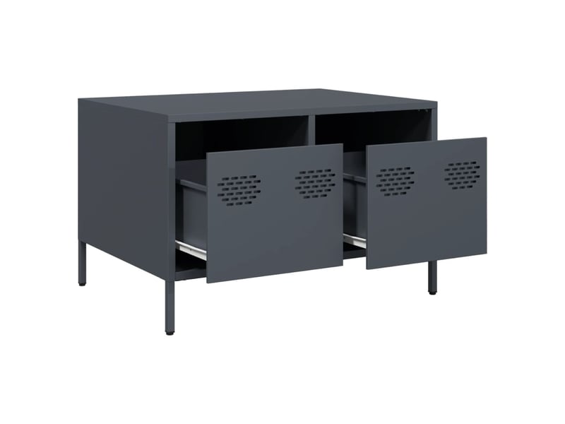  Meuble tv - banc tv - meuble de rangement anthracite 68x50x43,5 cm acier laminé à froid  - Conforama E