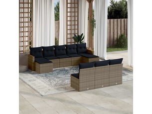 Vidaxl ensemble de canapé de jardin 10 pcs avec coussins gris résine tressée
