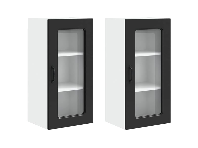  Meuble mural de cuisine | armoire de cuisine 2 pcs noir bois d'ingénierie shl2904  - Conforama A