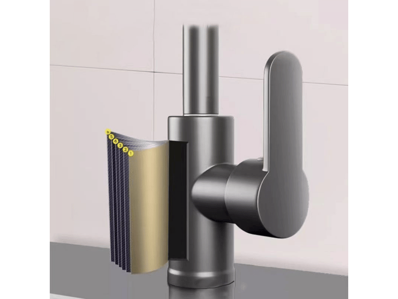 Mitigeur d'évier, robinet de lavabo haut rotatif à 360°, robinet de lavabo de salle de bain, gris, plus tuyau de 60 cm  - Conforama D