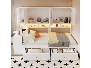 Lit avec rangement 90x200 cm <strong>DZMDIP</strong> <strong></strong> coloris blanc