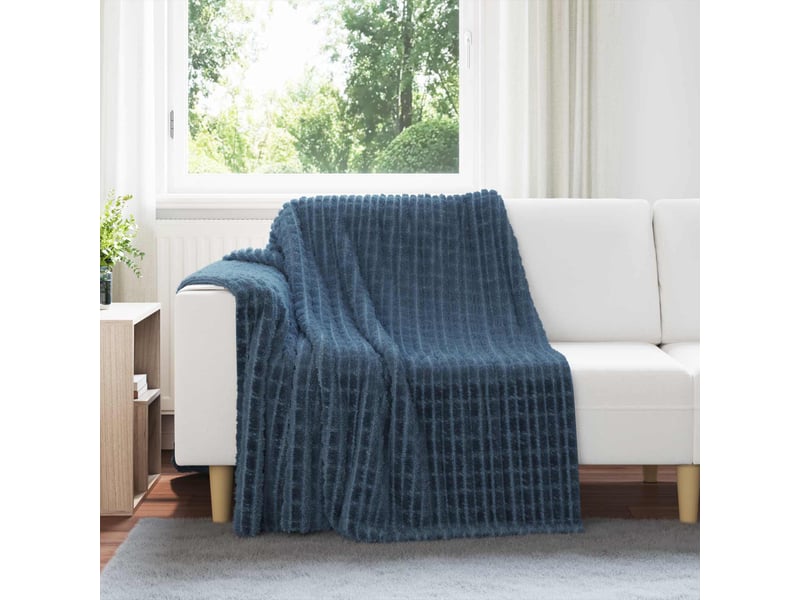  Couverture jetée de canapé bleu marine 200x150 cm 0.75 kg toison  - Conforama B