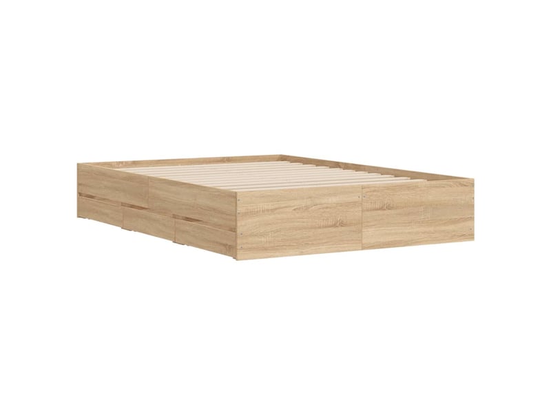  Lit double- lit adulte -  cadre de lit avec tiroirs sans matelas chêne sonoma 135x190 cm  - Conforama C