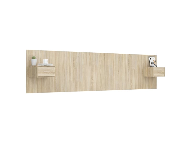  Tête de lit - armoire de tête de lit - avec chevets chêne sonoma bois d'ingénierie fr10680  - Conforama C
