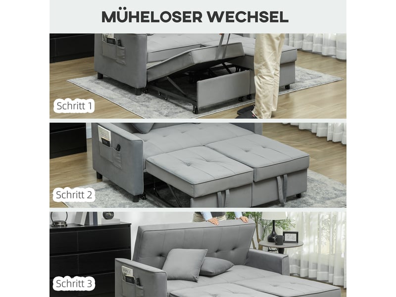 Canapé d'angle, canapé convertible – dossier réglable, gris, en velours, avec rangement, 2 places - Conforama D