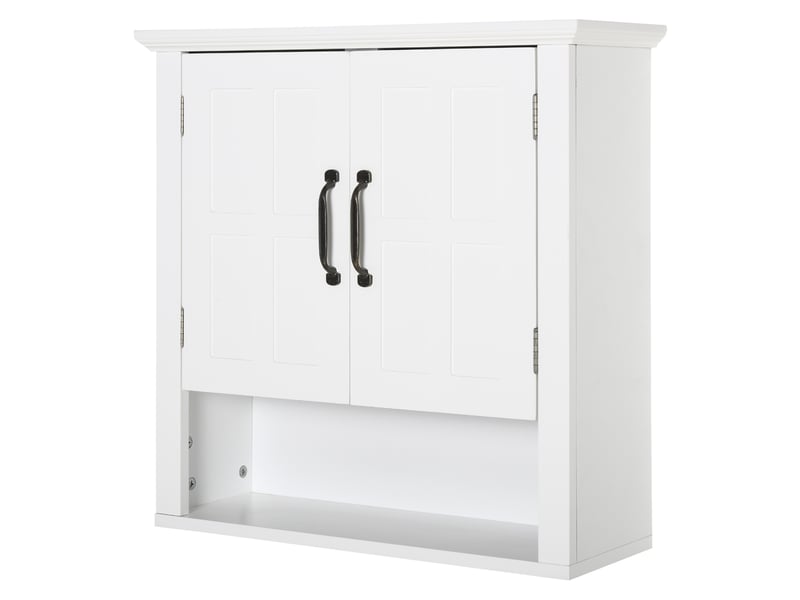  Armoire murale de salle de bain 2 portes 2 étagères et niche en mdf et panneaux blanc  - Conforama B