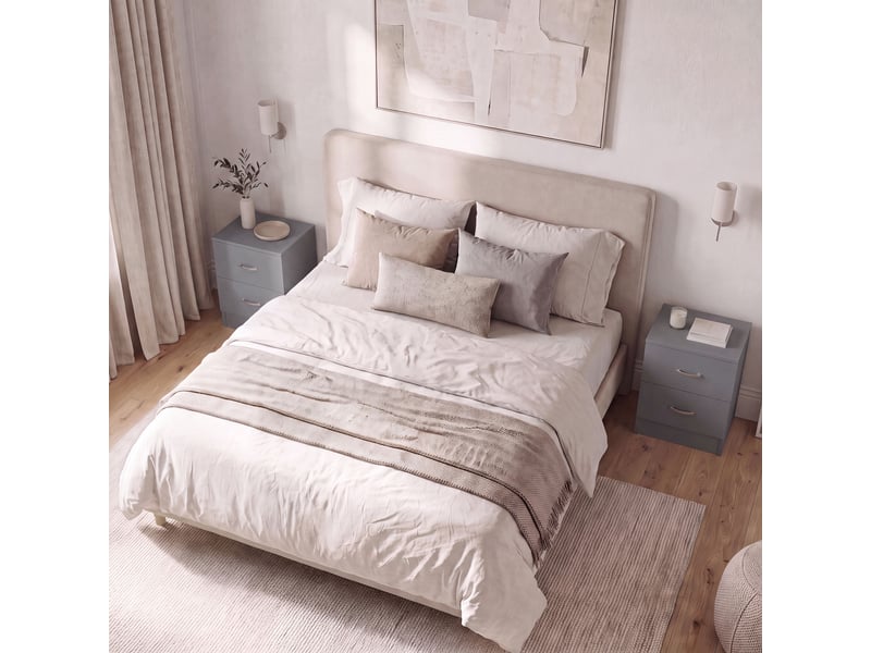  Table de chevet riano, commode de nuit, chambre, 47x40x36cm, set de 2, 2 tiroirs, gris 3332398 - Conforama E