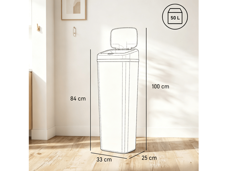 Poubelle de cuisine 50 l 33 x 25 x 84 cm automatique blanche - Conforama C