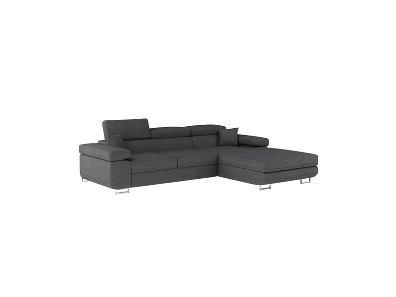  Canapé d'angle convertible amanda gris foncé en tissu structuré avec coffre  - Conforama E
