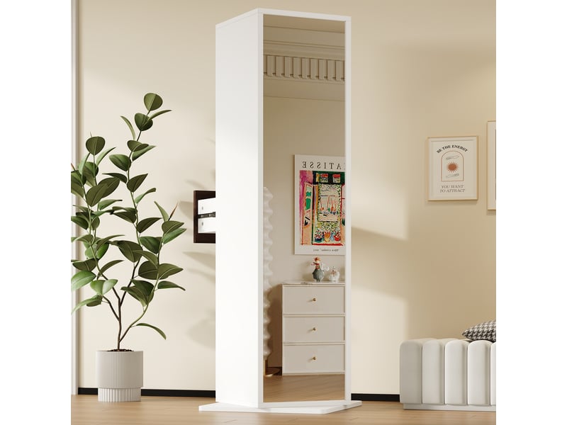  Meuble miroir pivotant avec 4 niches et tiroir pour chambre en mdf 45×45×168 cm blanc  - Conforama B
