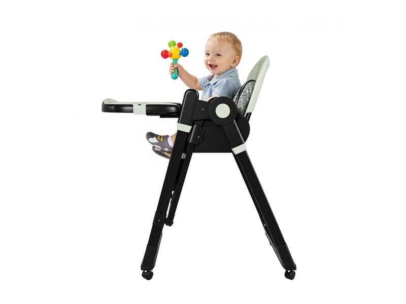  Chaise haute bébé 2-en-1 pliable et réglable en hauteur avec roues, vert foncé W1198P480182 - Conforama B