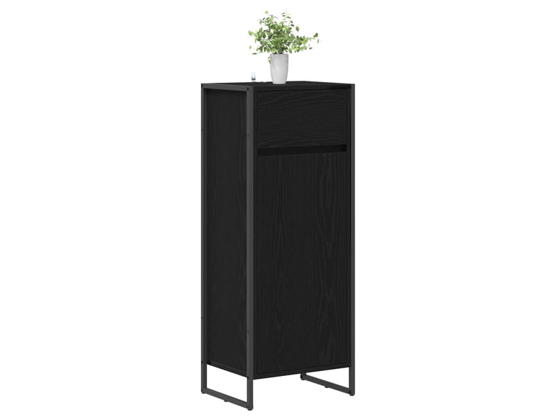  Cabinet de salle de bain, meuble de rangement chêne noir 40x30x100 cm  - Conforama C