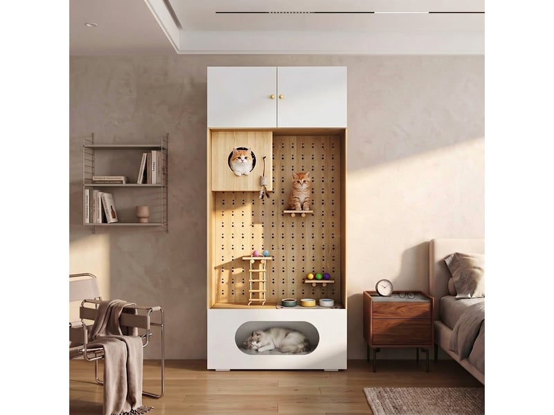  Armoire penderie avec  180x50x200 cm blanc et aspect bois  - Conforama B