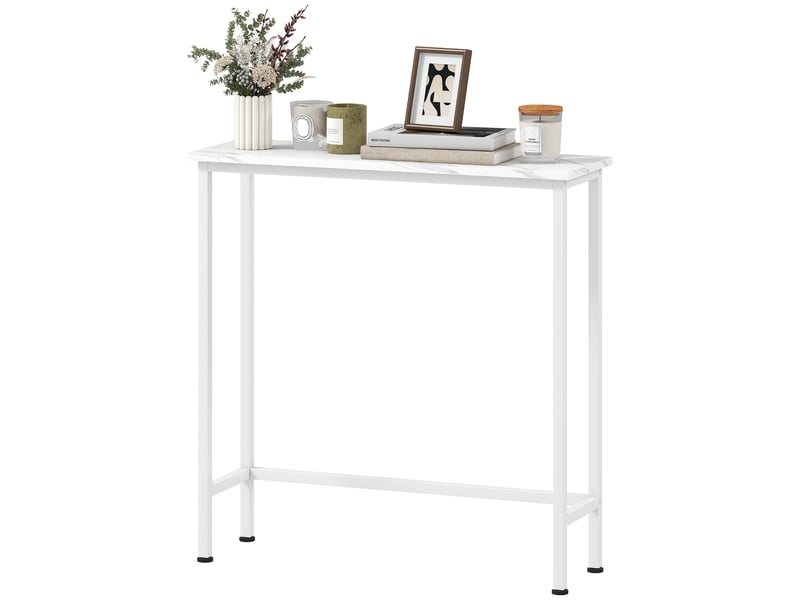 Console, table d'entrée avec pieds réglables et système anti-basculement, 75 x 24 x 76 cm, idéale pour les petits espaces, blanche  - Conforama B