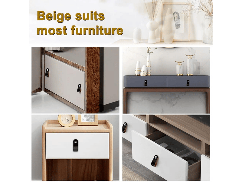  Lot de poignées de meubles en cuir, poignées de rechange pour bagages avec vis, adaptées à la cuisine, la chambre à coucher, le placard, le salon  - Conforama E