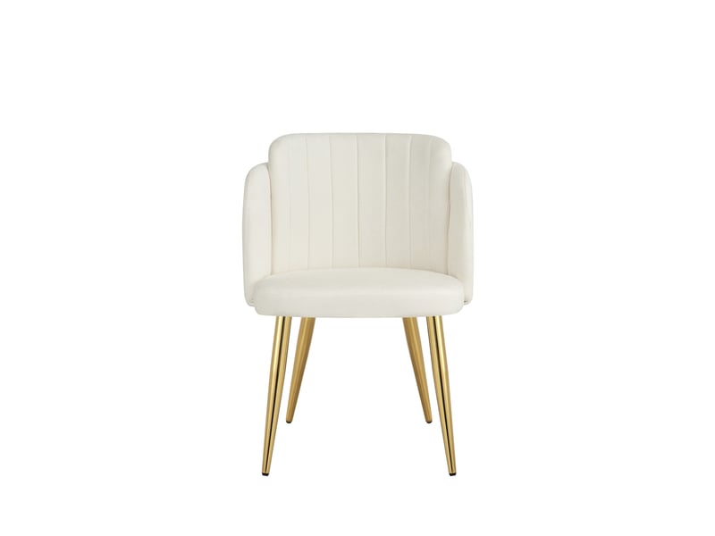  Lot de 6 chaises de salle à manger modernes 58.5x62x78cm - chaise rembourrée - pieds de chaise réglables en hauteur - blanc et doré  - Conforama R