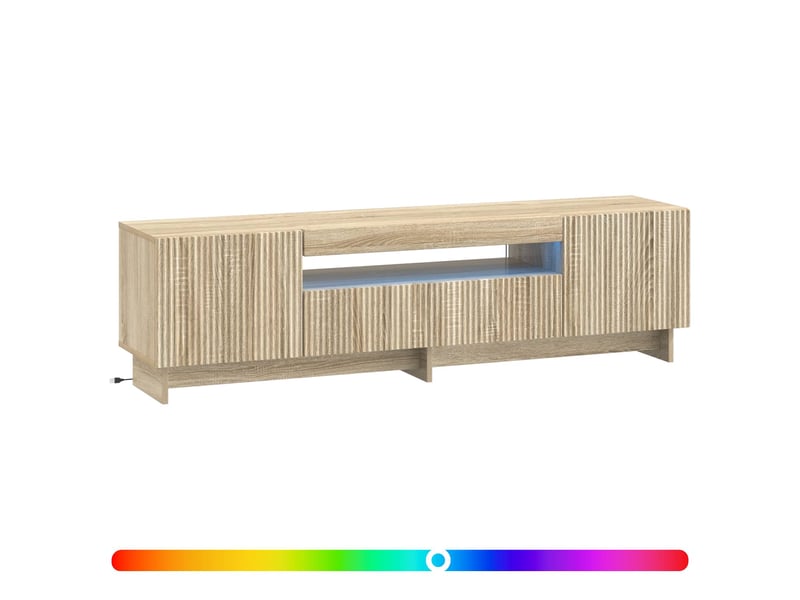Meuble tv - banc tv - meuble de rangement led chêne sonoma bois d'ingénierie - Conforama C