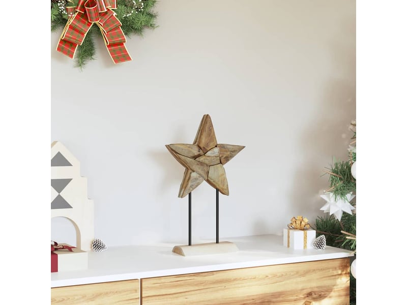  Étoile de noël led marron 31 x 15 x 46 cm bois de teck massif  - Conforama C