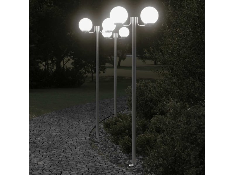  Lampadaires d'extérieur 3 pcs argenté 215 cm acier inoxydable argent 02_0042558  - Conforama B