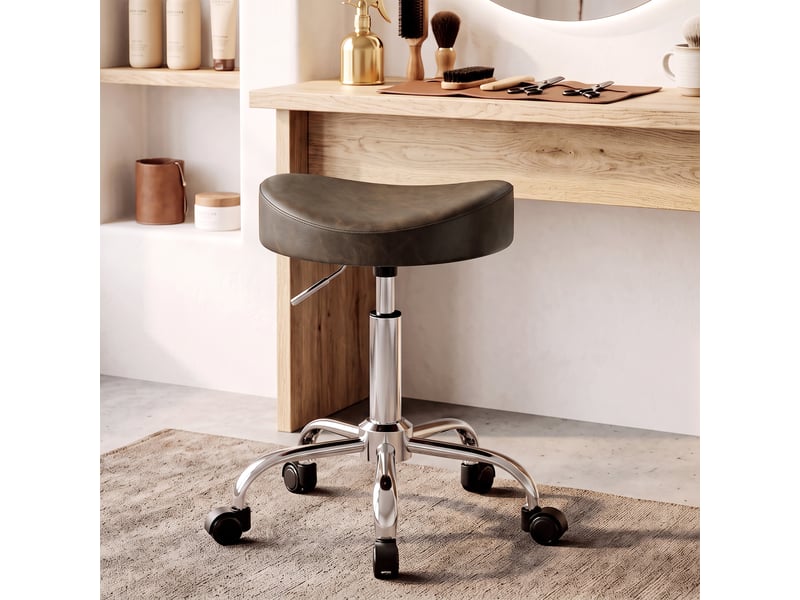  Tabouret de massage à roulettes réglable h.51-66 cm pivotant synthétique marron  - Conforama B
