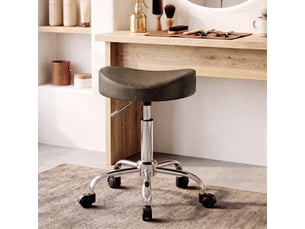 Tabouret de massage à roulettes réglable h.51-66 cm pivotant synthétique marron