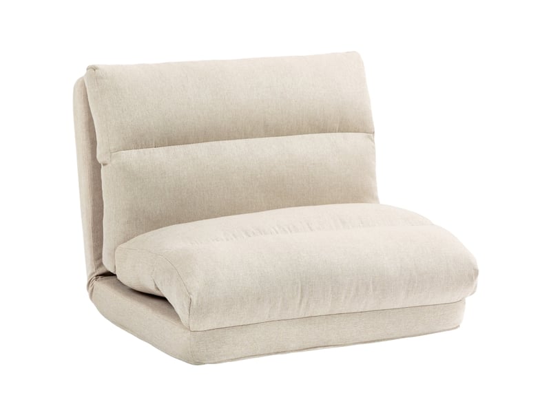  Fauteuil de sol pliable avec dossier réglable 6 positions et fonction couchage  - polyester aspect lin beige  - Conforama A