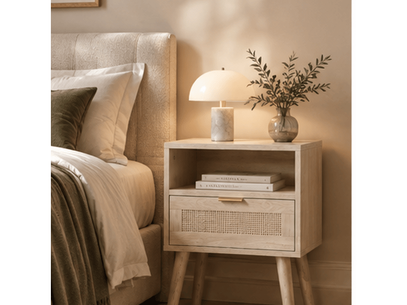  Chevet bohème chêne avec 1 tiroir et niche ouverte 45 x 40 x 55 cm  - Conforama C