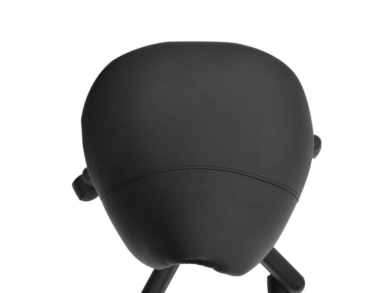  Tabouret pivotant 35x38x43-55 cm réglable en hauteur, roulettes, assise ergonomique en forme de selle, similicuir noir  - Conforama E