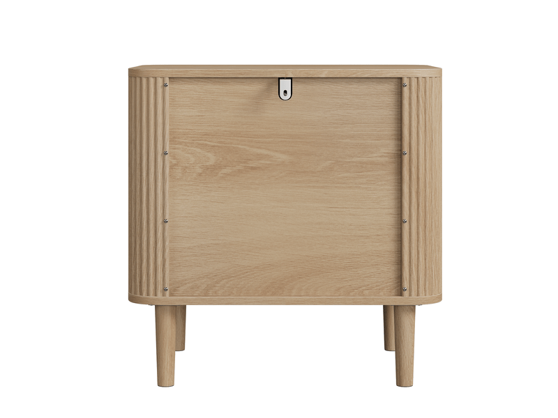 Table de chevet 57 x 40 x 57 cm en mdf bois clair, 2 tiroirs rainurés, style scandinave moderne, rangement pratique - Conforama D