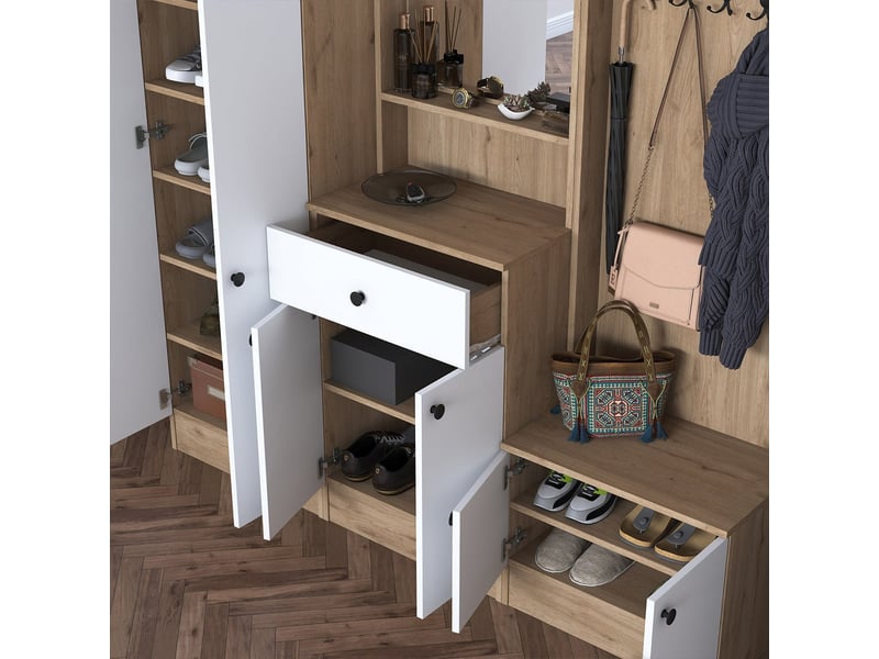  Meuble d'entrée avec porte-manteau, miroir et meuble à chaussures myristh  - Conforama E