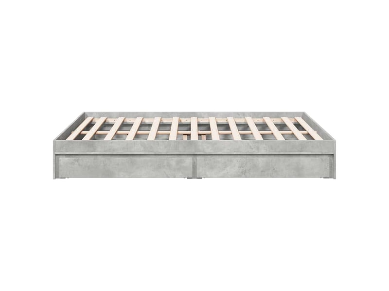Lit double- lit adulte - cadre de lit avec tiroirs sans matelas gris béton 150x200 cm - Conforama D