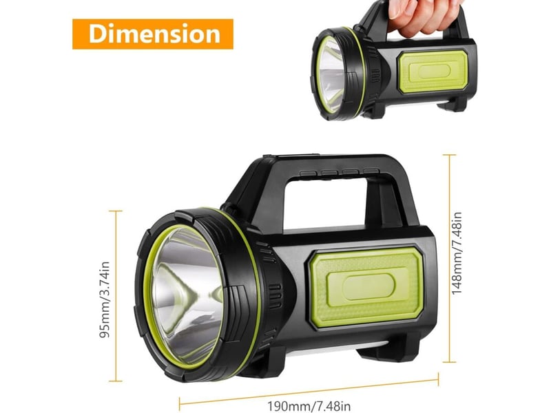 Lampe torche led ultra puissante rechargeable usb 135000 lumens 6000 mah, lumière latérale étanche, urgence randonnée camping chasse - Conforama B