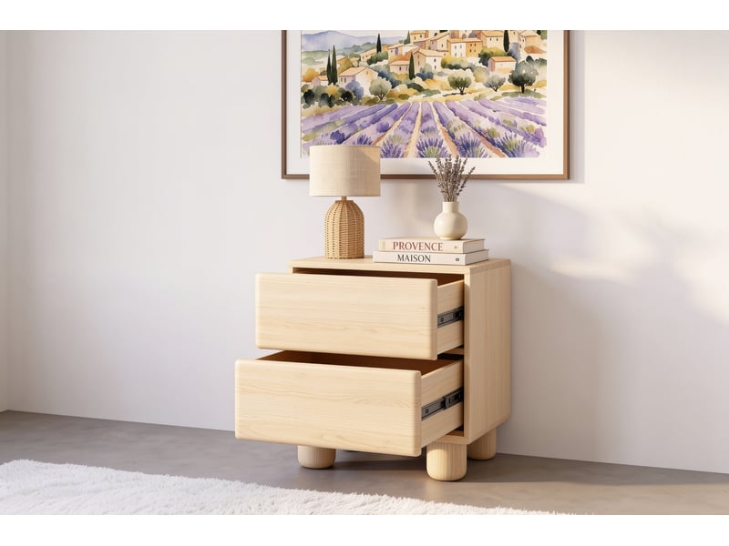  Calanque - table de chevet 50 cm mélaminé chêne clair  - Conforama D