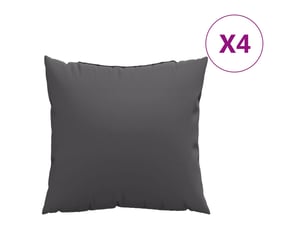 Lot de 4 coussins de canapé, coussins décoratifs anthracite 60x60 cm tissu cf59231