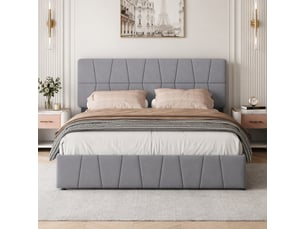 Lit avec rangement 160x200 cm BURSDANY coloris gris
