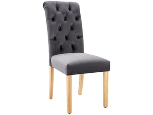 Lot de 6 chaises de salle à manger,avec pieds en chêne,velours,gris