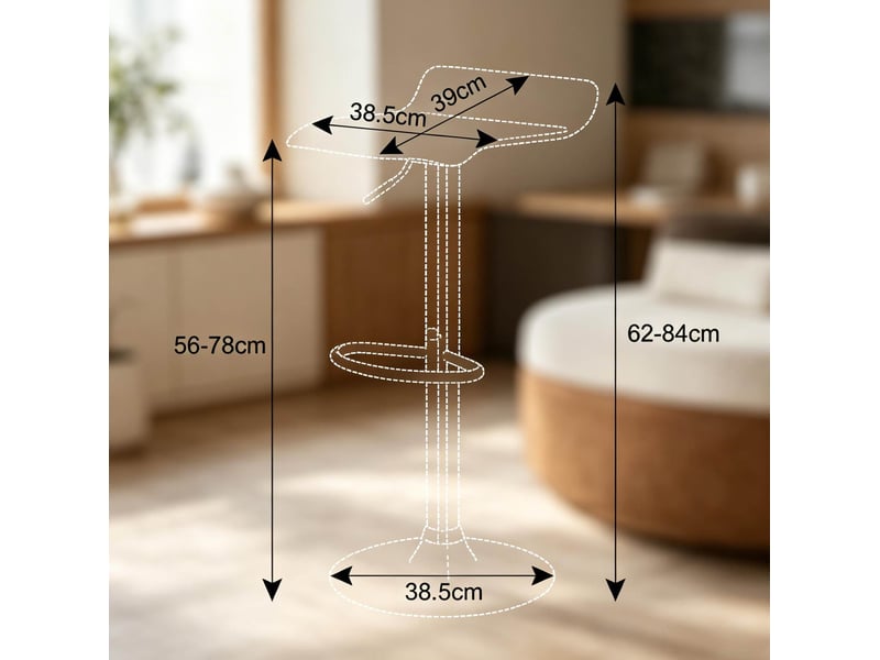  Tabouret de bar réglable pivotant 360° en similicuir bordeaux  - Conforama C