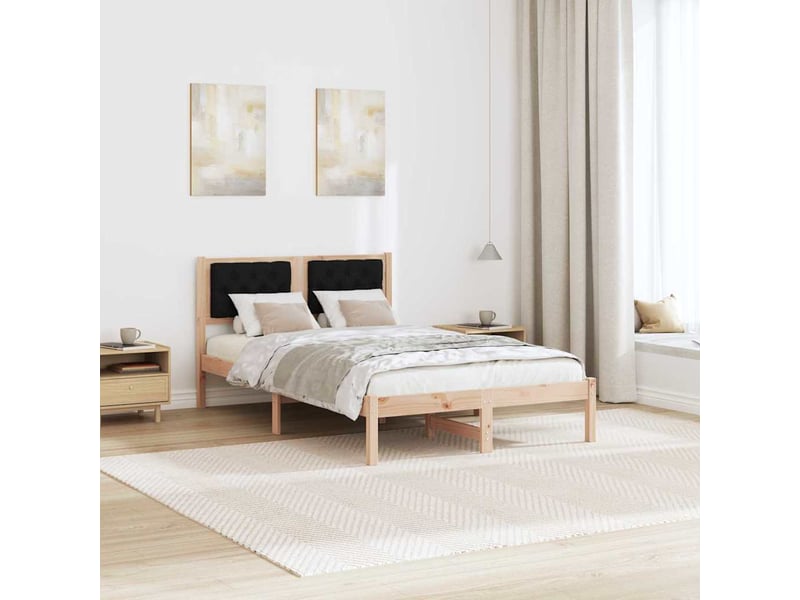 Lit double- lit adulte - cadre de lit avec tête de lit noir 135 x 190 cm pin massif - Conforama C