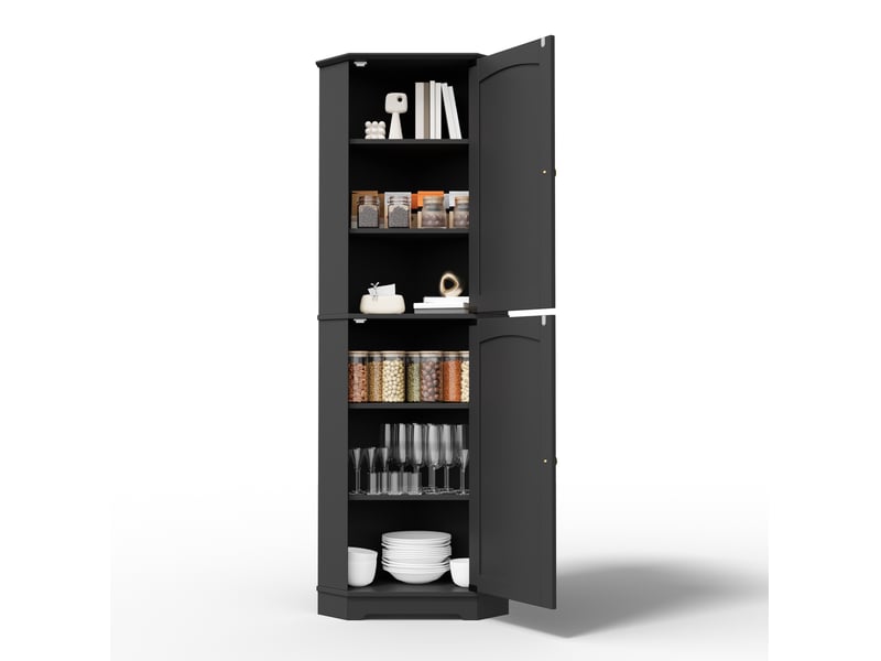 Armoire d'angle 42x42x166 cm à 2 portes et étagères réglables noire  - Conforama A