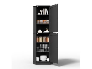 Armoire d'angle 42x42x166 cm à 2 portes et étagères réglables noire